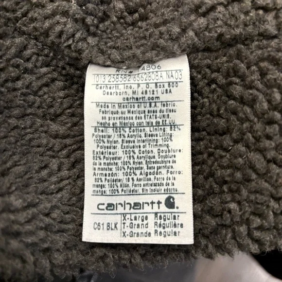 Vintage Carhartt jacket Black Work Jacket Sherpa lined RN #14806 C61 XL - Picture 9 of 9